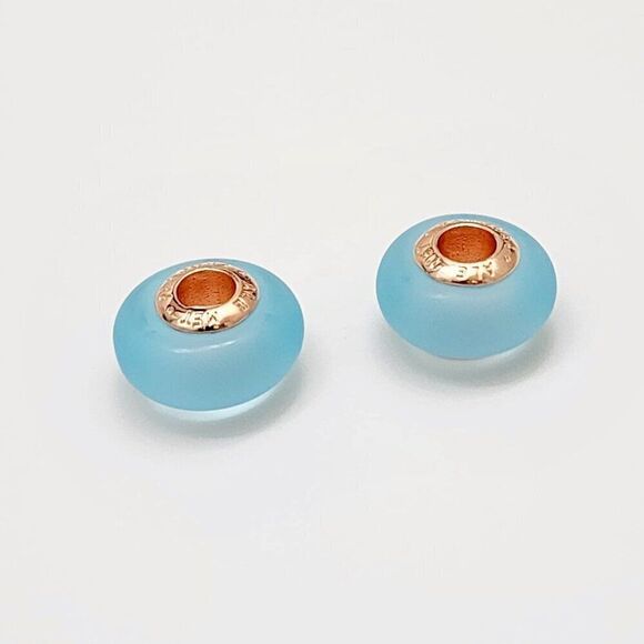 Pandora Matte Blue Murano Glass 2 Charms - Picture 3 of 4